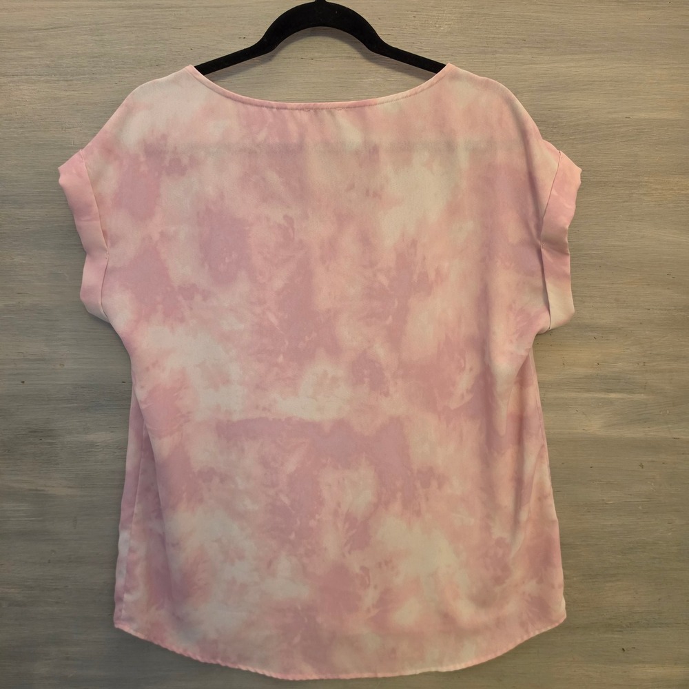 Wonderly Pink/White Tie Dye Wide Scoop Neck‎ High Low Blouse Size Large GC - Picture 5 of 6